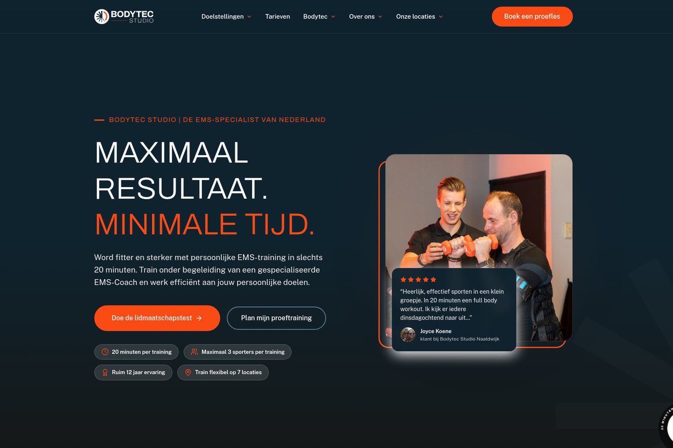 Homepage van Bodytec Studio
